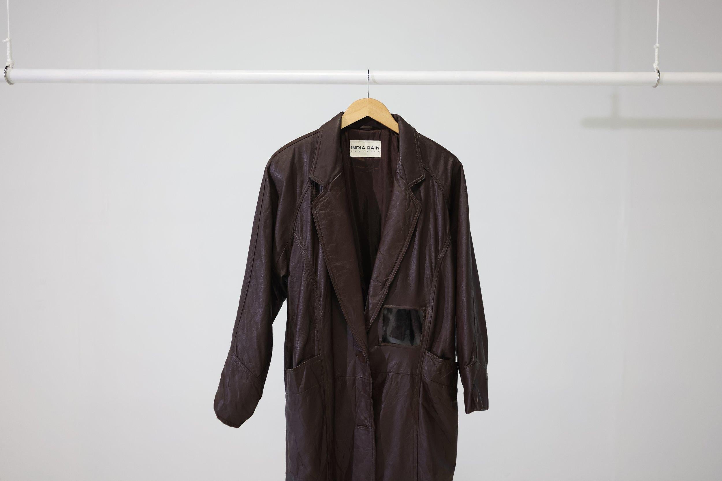 Vintage Leather Trench Coat 2024