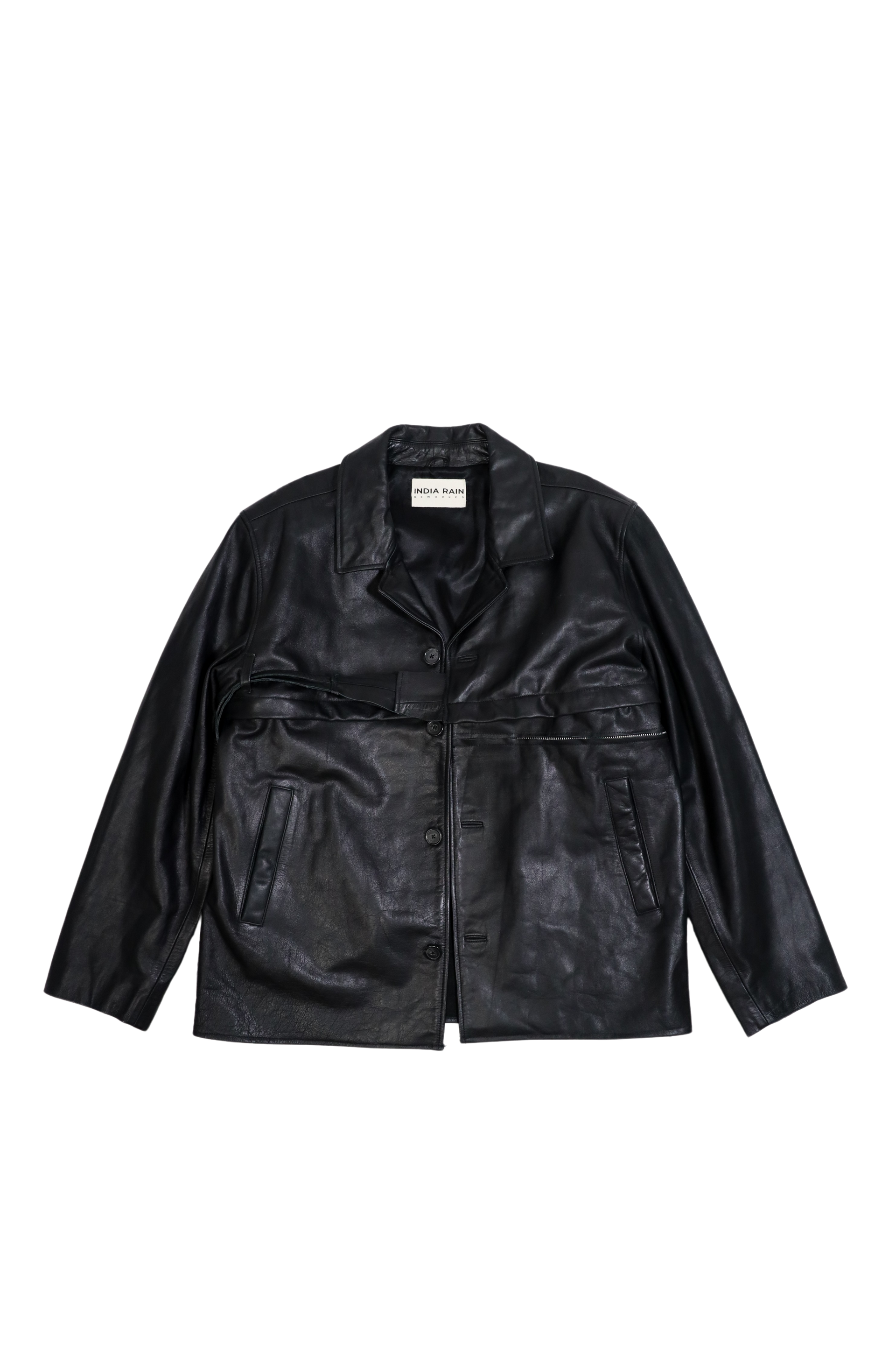 Reworked Black Leather Jacket – India Rain Reworked