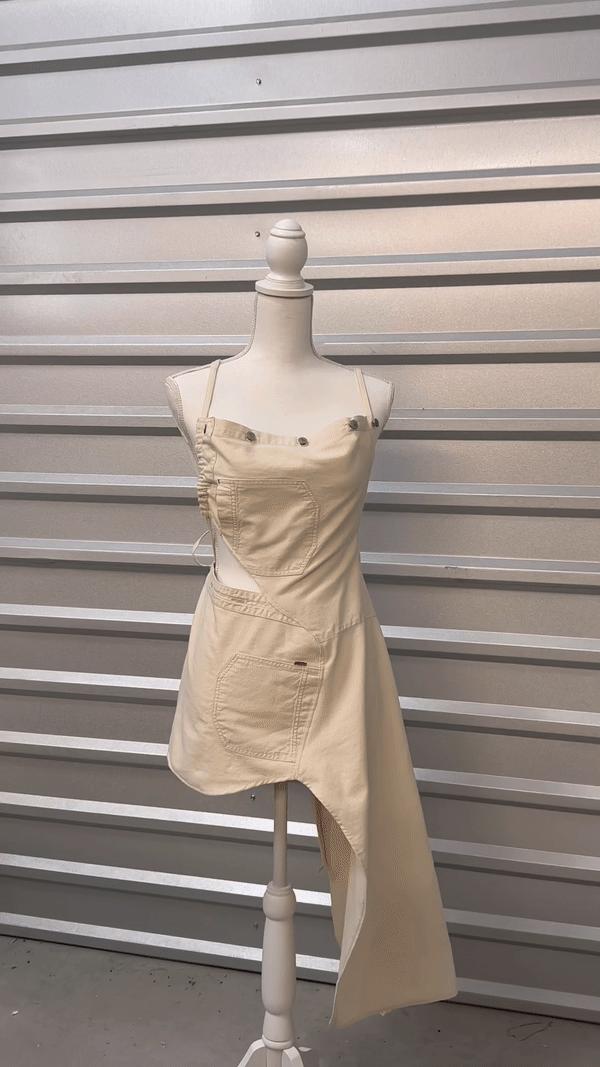 Reworked Vintage Denim Dress in Cream India Rain Reworked Reworked Vintage Denim Dress in Cream India Rain Reworked